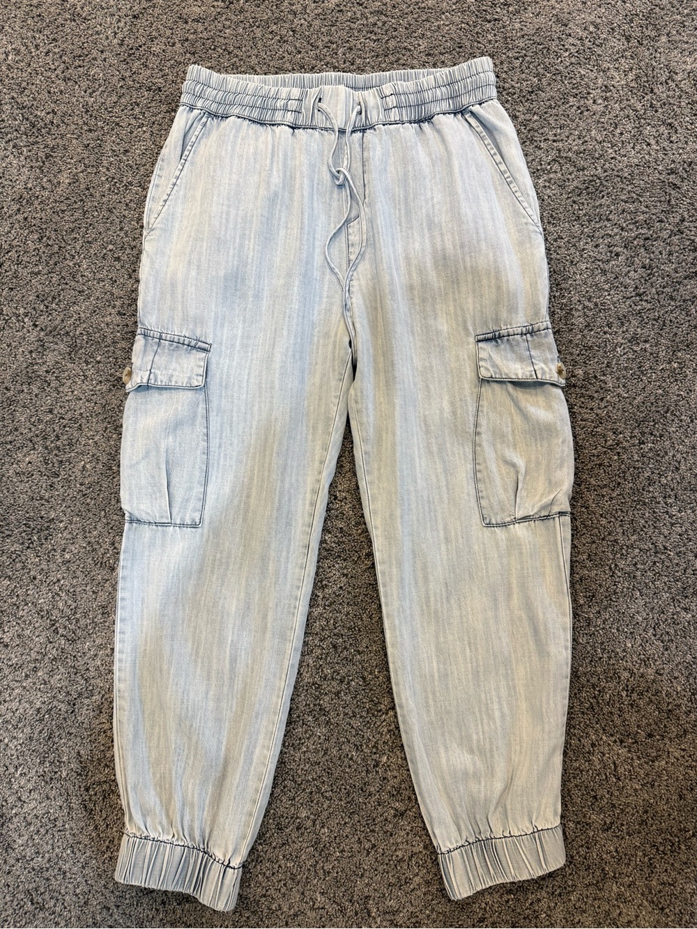 Light Blue Cargo Jogger Pants - Woman